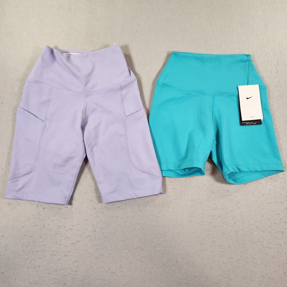 Lot Of 2 Nike One Dri-Fit Athletic Training Shorts Women's XS Teal/Violet NWT